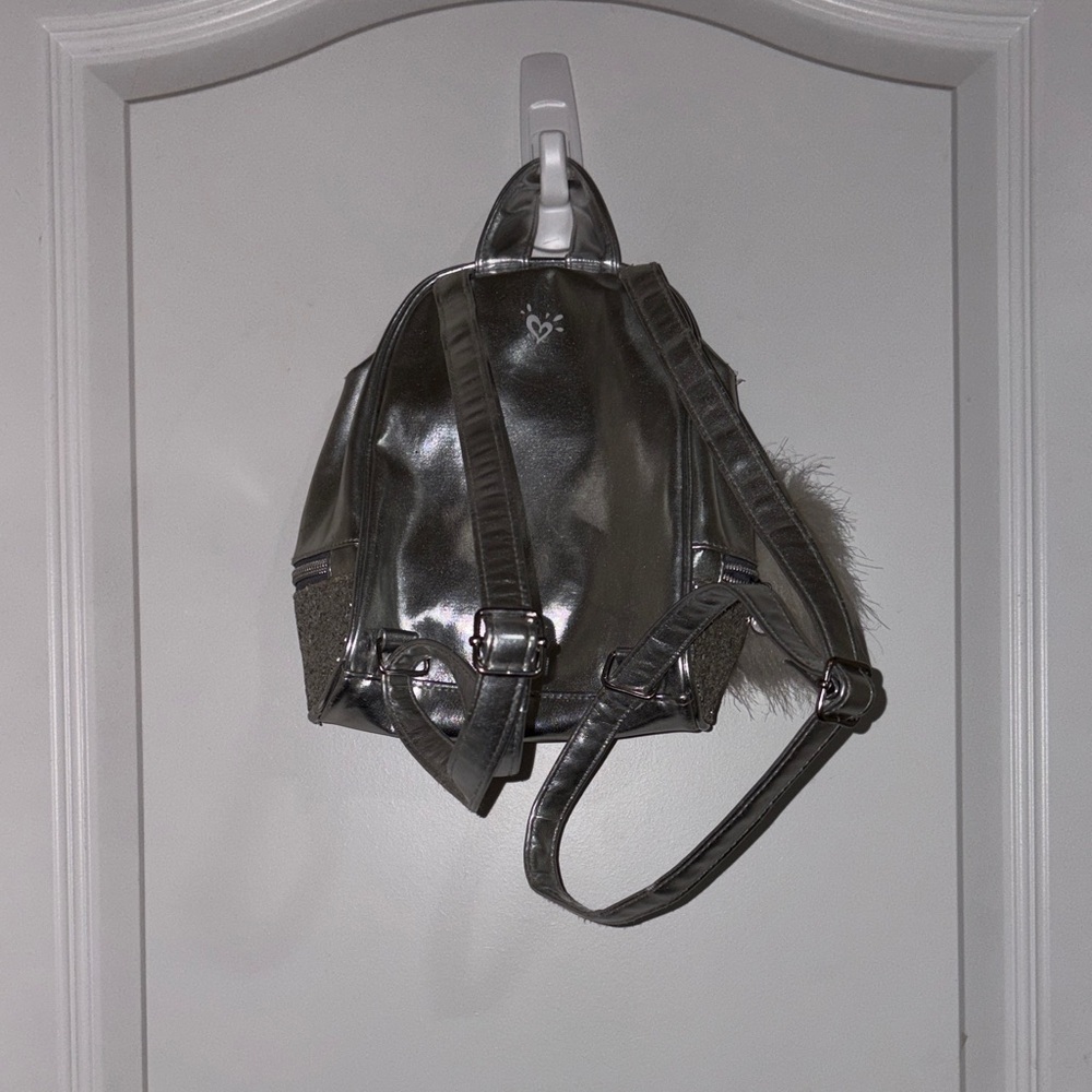 Justice Kids Gold and Silver Unicorn Mini Backpack w Pom Pom - Picture 6 of 6